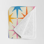 Atomic Stars Colorful Mid Century Modern Starburst Pattern Throw Blanket Gallery Image 3