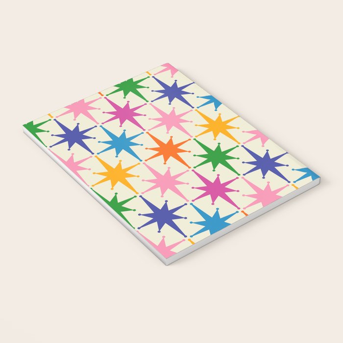Atomic Stars Colorful Mid Century Modern Starburst Pattern Notebook Gallery Image 3