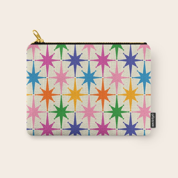 Atomic Stars Colorful Mid Century Modern Starburst Pattern Carry All Pouch Gallery Image 1