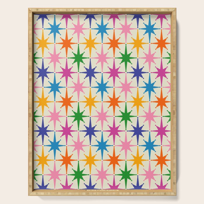 Atomic Stars Colorful Mid Century Modern Starburst Pattern Serving Tray Gallery Image 1