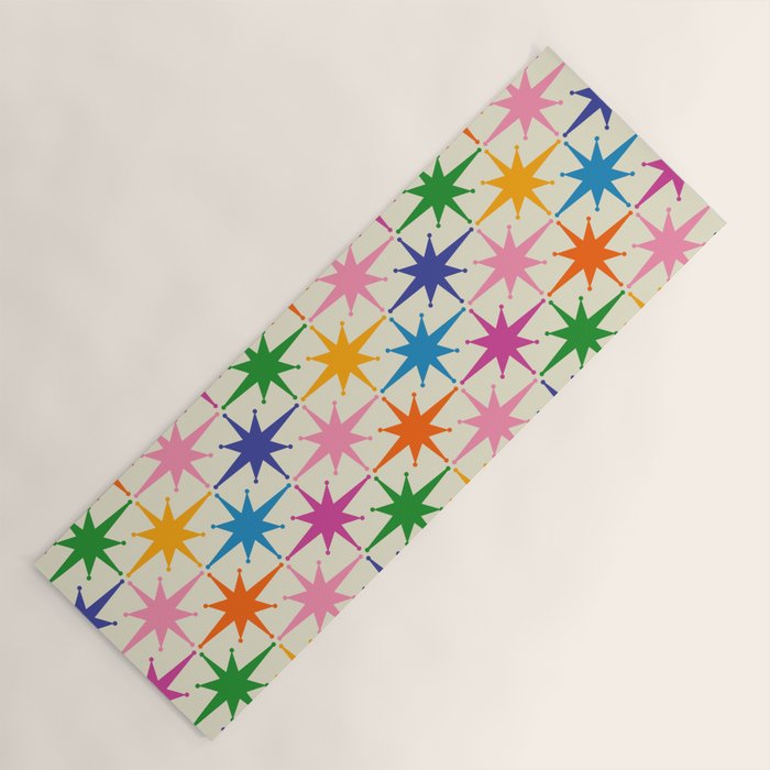 Atomic Stars Colorful Mid Century Modern Starburst Pattern Yoga Mat Gallery Image 1