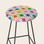 Atomic Stars Colorful Mid Century Modern Starburst Pattern Stool Gallery Image 2