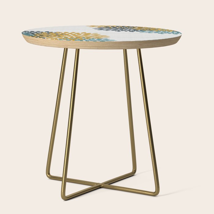 Floral Blooms and Stripes, Navy Blue, Teal, Yellow, Gray Side Table Gallery Image 1