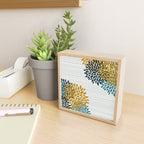 Floral Blooms and Stripes, Navy Blue, Teal, Yellow, Gray Mini Art Print Gallery Image 2