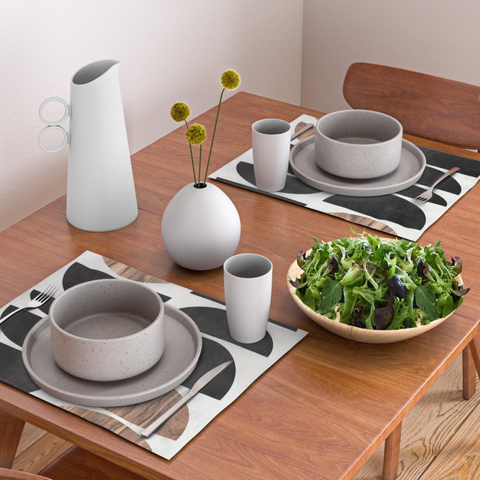 Mid-Century Modern Pattern No.7 - Concrete and Wood Placemat Gallery Image 2