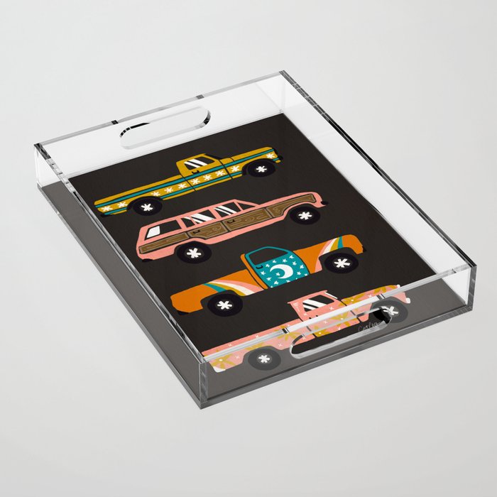 Retro Roads - Charcoal Acrylic Tray Gallery Image 1