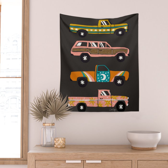 Retro Roads - Charcoal Wall Tapestry Gallery Image 2