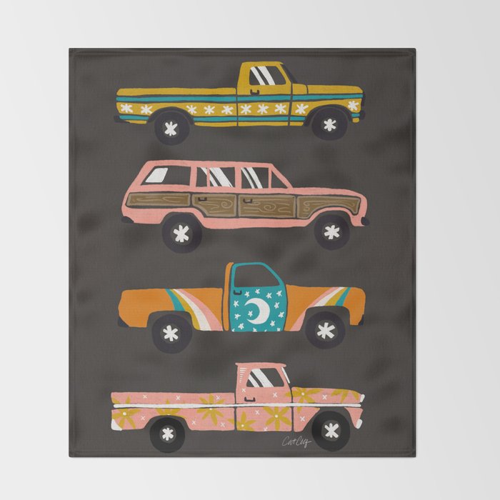 Retro Roads - Charcoal Throw Blanket Gallery Image 2
