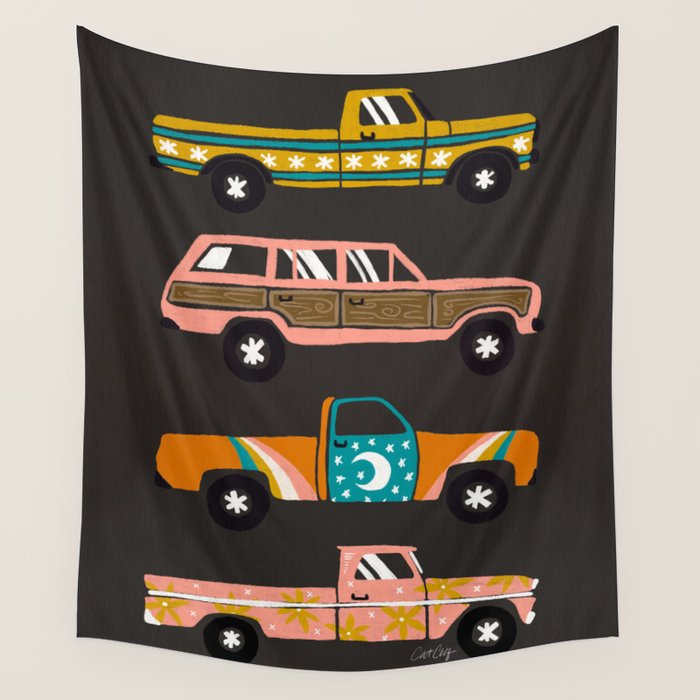 Retro Roads - Charcoal Wall Tapestry Gallery Image 4