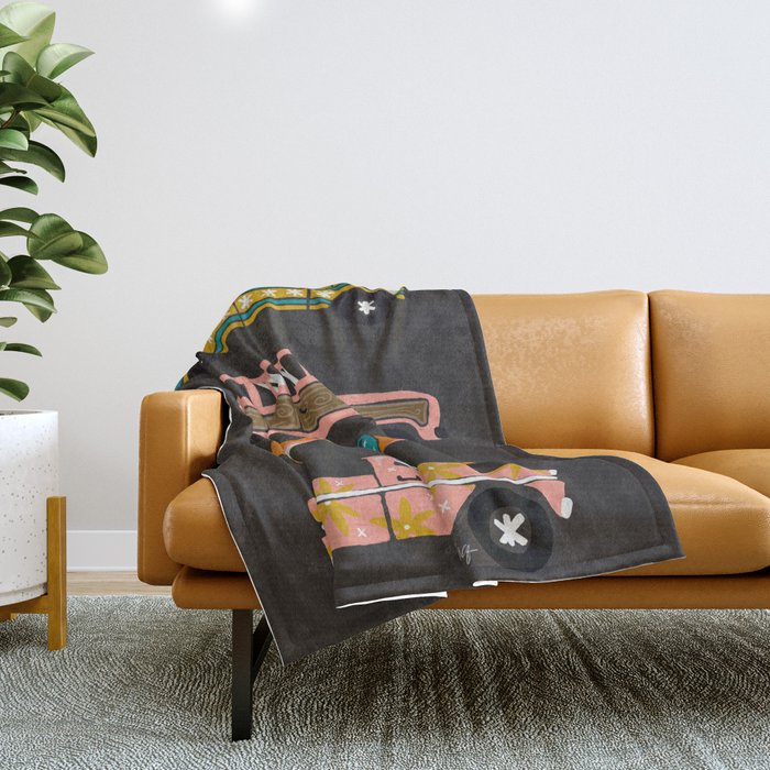 Retro Roads - Charcoal Throw Blanket Gallery Image 1