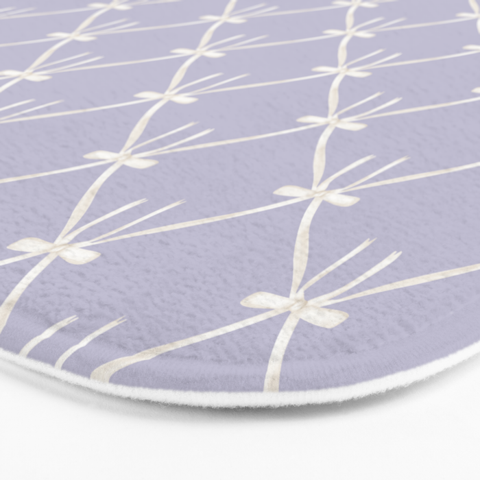 Bows & Ribbons Pattern XXXIV Pastel Lavender Purple  Bath Mat Gallery Image 3