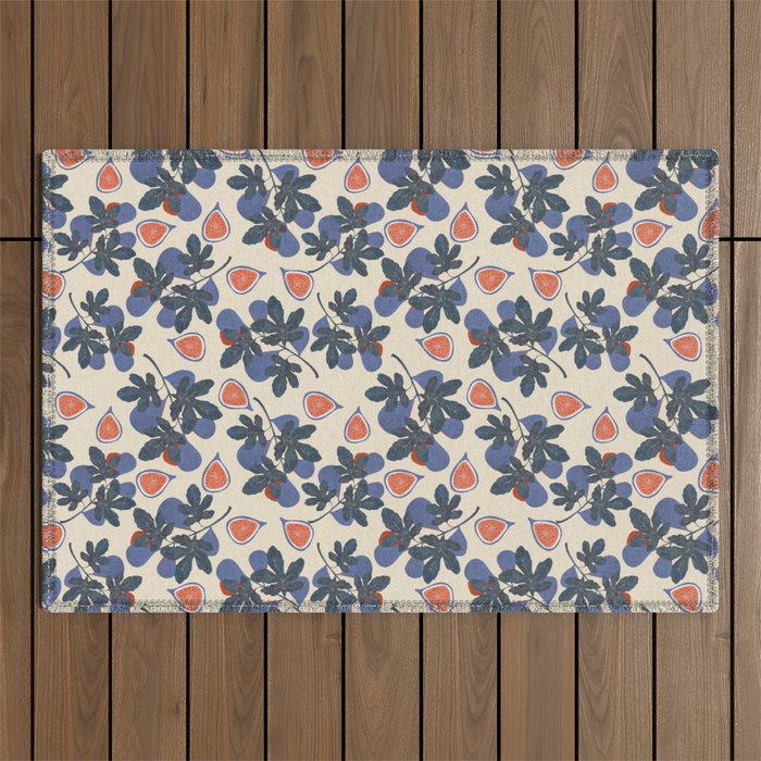Fig branch still life Outdoor Rug Gallery Image 1