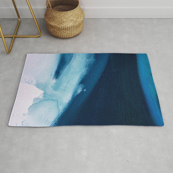 Believe: a minimal, abstract painting in white and blue by Alyssa Hamilton Art  Rug Gallery Image 1