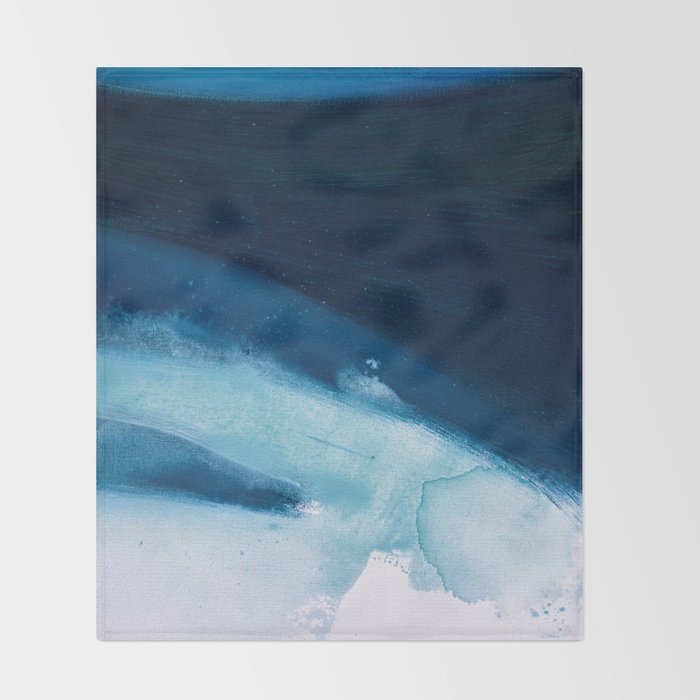 Believe: a minimal, abstract painting in white and blue by Alyssa Hamilton Art  Throw Blanket Gallery Image 2