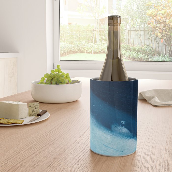 Believe: a minimal, abstract painting in white and blue by Alyssa Hamilton Art  Wine Chiller Gallery Image 4