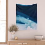 Believe: a minimal, abstract painting in white and blue by Alyssa Hamilton Art  Wall Tapestry Gallery Image 2