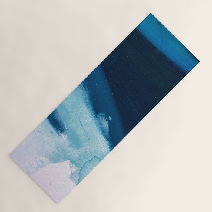 Believe: a minimal, abstract painting in white and blue by Alyssa Hamilton Art  Yoga Mat Gallery Image 1