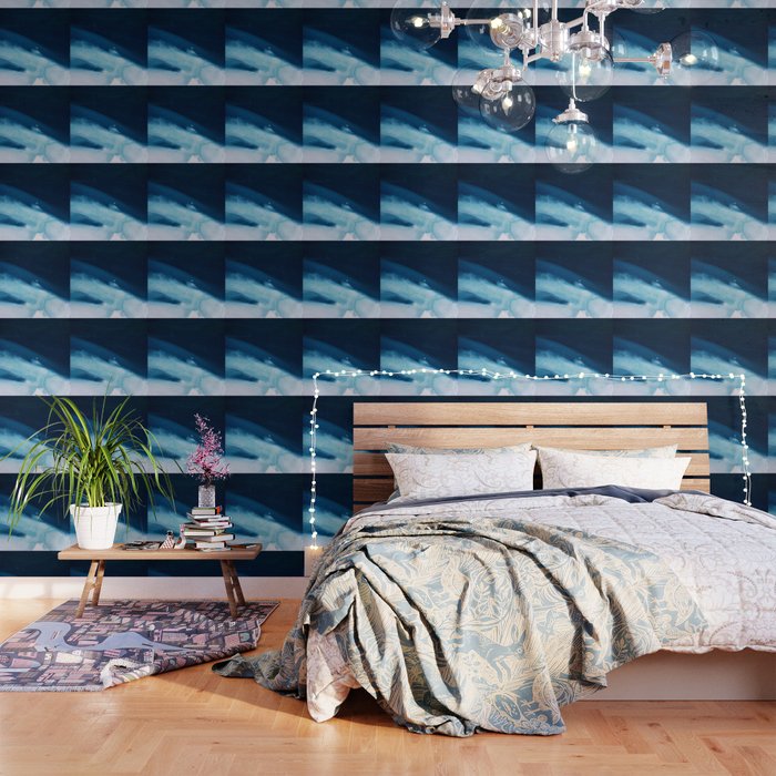 Believe: a minimal, abstract painting in white and blue by Alyssa Hamilton Art  Wallpaper Gallery Image 3