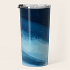Believe: a minimal, abstract painting in white and blue by Alyssa Hamilton Art  Travel Mug Gallery Image 3