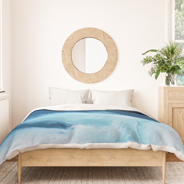 Believe: a minimal, abstract painting in white and blue by Alyssa Hamilton Art  Duvet Cover Gallery Image 3