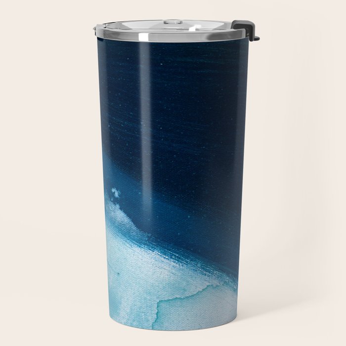 Believe: a minimal, abstract painting in white and blue by Alyssa Hamilton Art  Travel Mug Gallery Image 2
