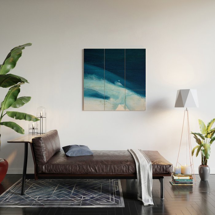 Believe: a minimal, abstract painting in white and blue by Alyssa Hamilton Art  Wood Wall Art Gallery Image 2