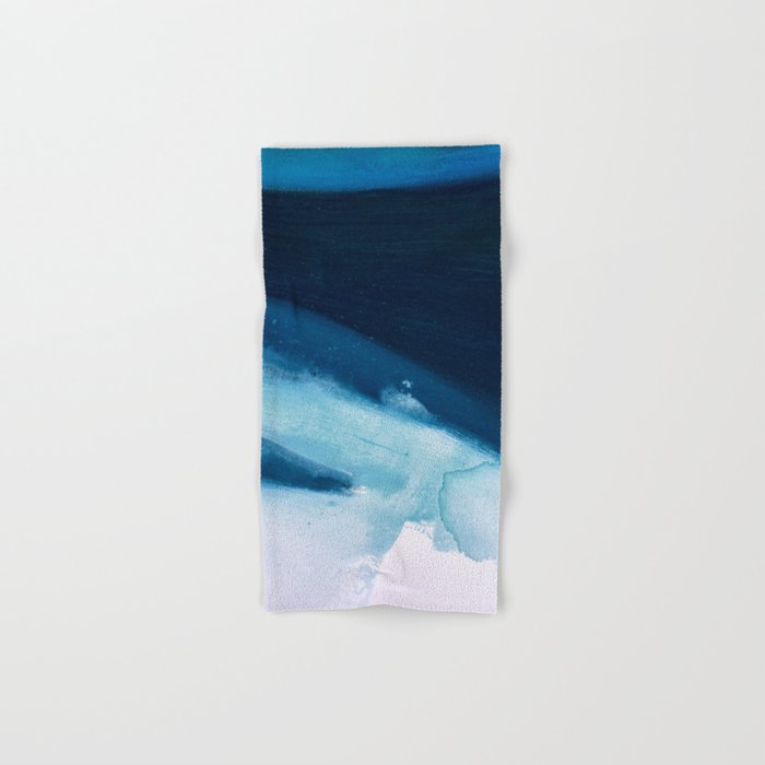 Believe: a minimal, abstract painting in white and blue by Alyssa Hamilton Art  Bath Towel Gallery Image 1
