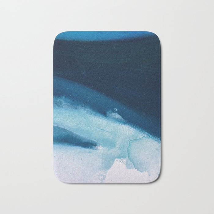 Believe: a minimal, abstract painting in white and blue by Alyssa Hamilton Art  Bath Mat Gallery Image 1