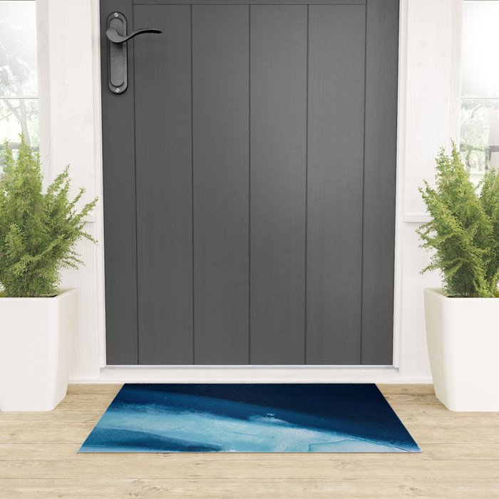 Believe: a minimal, abstract painting in white and blue by Alyssa Hamilton Art  Welcome Mat Gallery Image 3