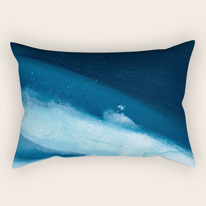 Believe: a minimal, abstract painting in white and blue by Alyssa Hamilton Art  Rectangular Pillow Gallery Image 1