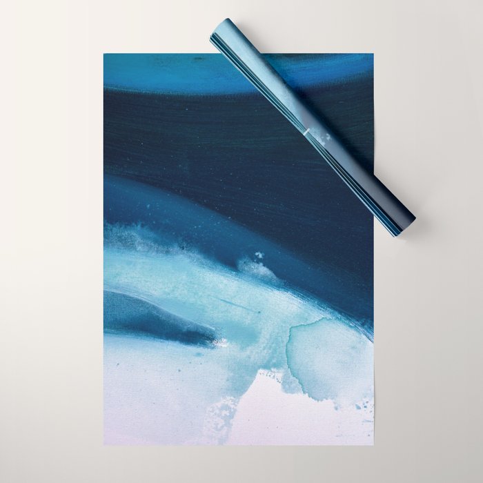Believe: a minimal, abstract painting in white and blue by Alyssa Hamilton Art  Wrapping Paper Gallery Image 1