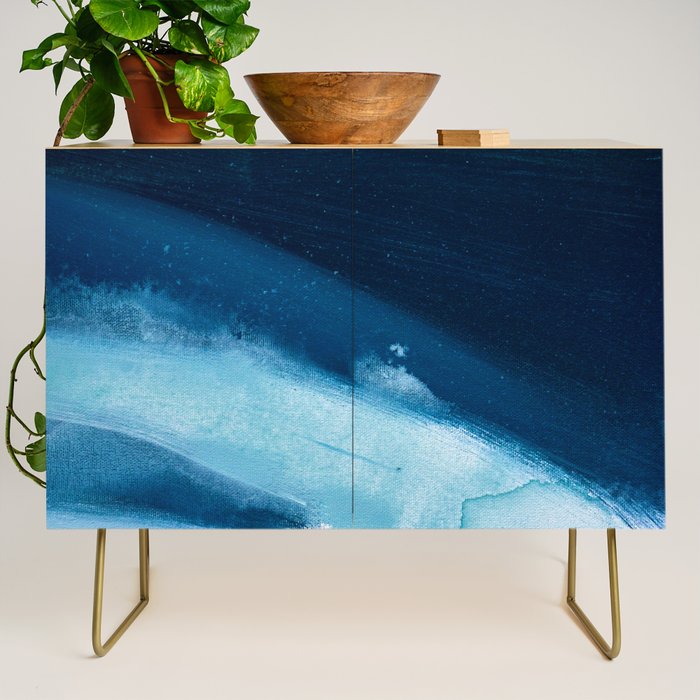 Believe: a minimal, abstract painting in white and blue by Alyssa Hamilton Art  Credenza Gallery Image 1