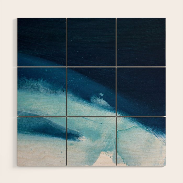 Believe: a minimal, abstract painting in white and blue by Alyssa Hamilton Art  Wood Wall Art Gallery Image 1