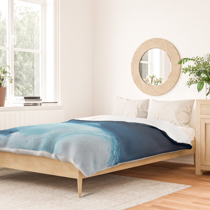 Believe: a minimal, abstract painting in white and blue by Alyssa Hamilton Art  Duvet Cover Gallery Image 2