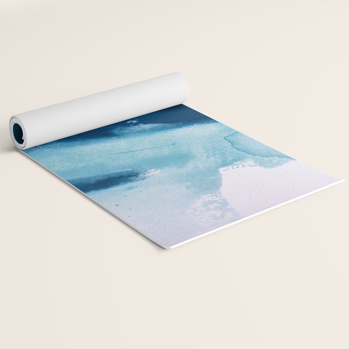 Believe: a minimal, abstract painting in white and blue by Alyssa Hamilton Art  Yoga Mat Gallery Image 2