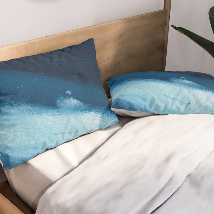 Believe: a minimal, abstract painting in white and blue by Alyssa Hamilton Art  Pillow Sham Gallery Image 2