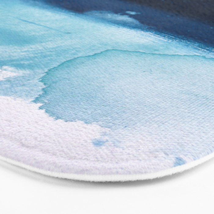 Believe: a minimal, abstract painting in white and blue by Alyssa Hamilton Art  Bath Mat Gallery Image 3