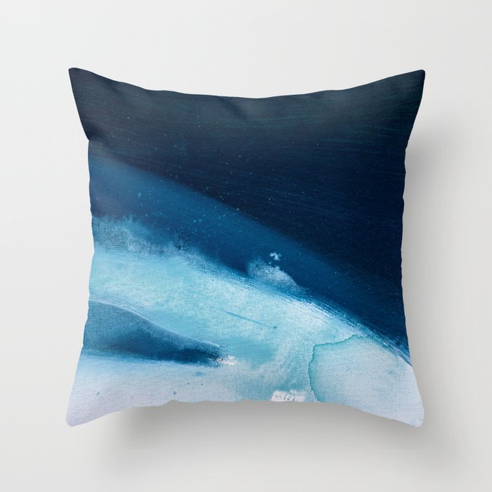 Believe: a minimal, abstract painting in white and blue by Alyssa Hamilton Art  Throw Pillow Gallery Image 6