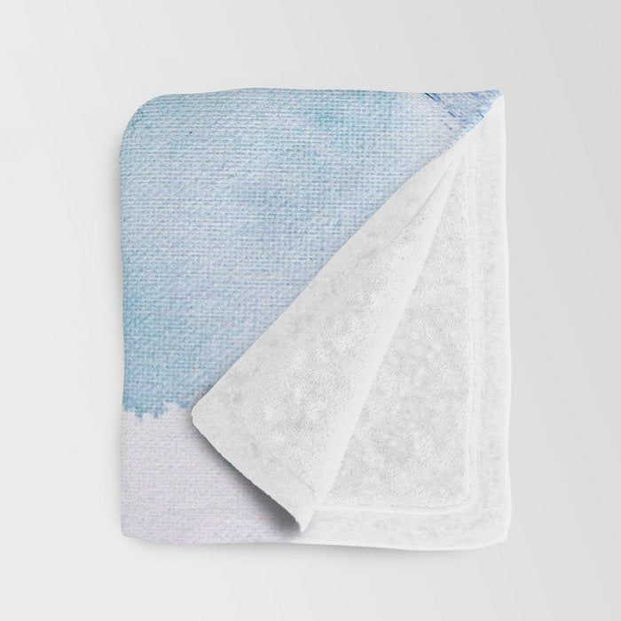 Believe: a minimal, abstract painting in white and blue by Alyssa Hamilton Art  Throw Blanket Gallery Image 3