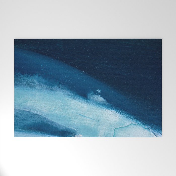 Believe: a minimal, abstract painting in white and blue by Alyssa Hamilton Art  Welcome Mat Gallery Image 1