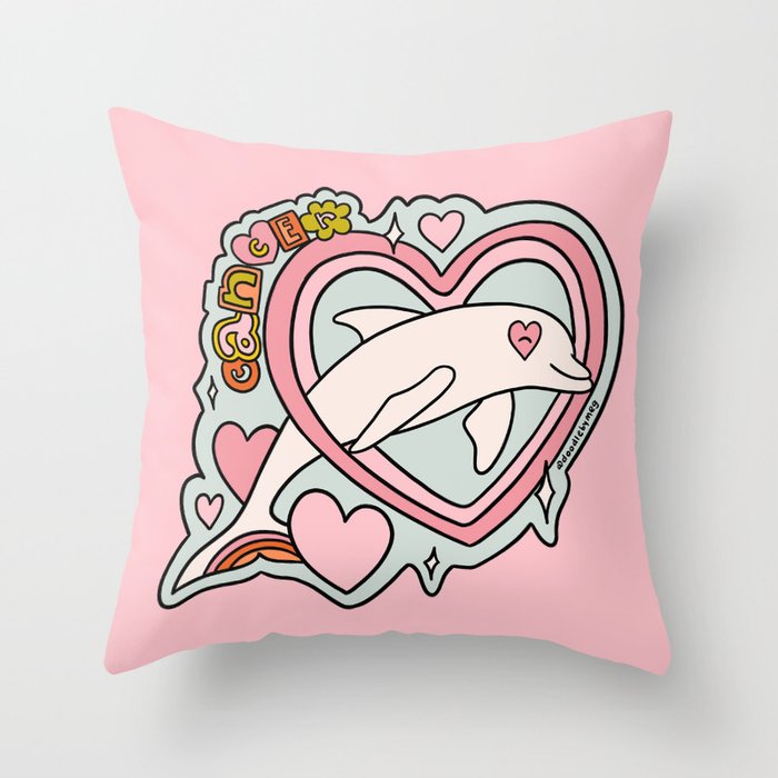 Cancer Zodiac Dolphin Throw Pillow Gallery Image 1