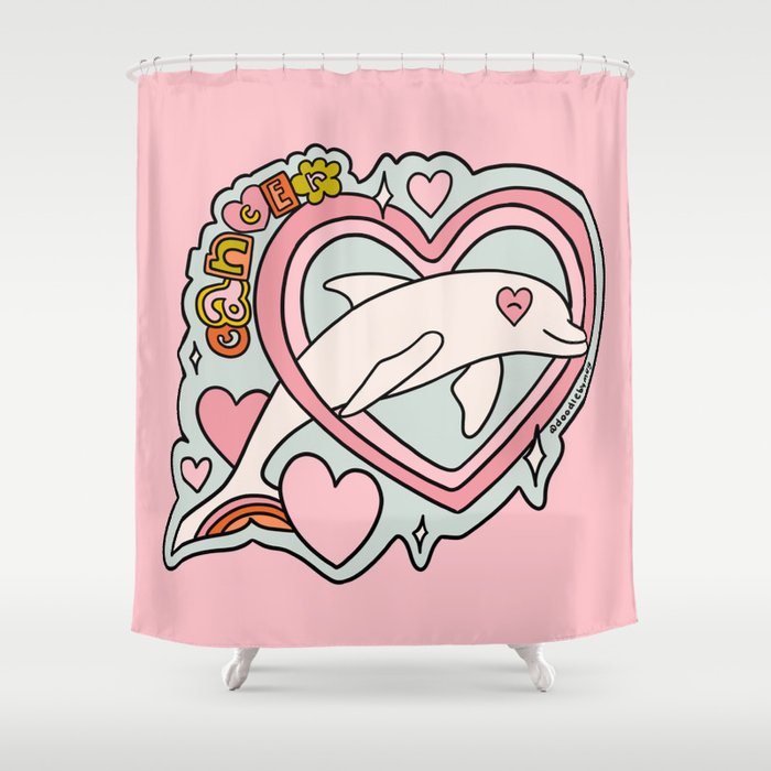 Cancer Zodiac Dolphin Shower Curtain Gallery Image 1