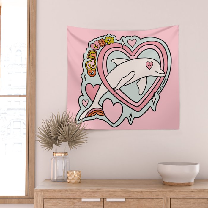 Cancer Zodiac Dolphin Wall Tapestry Gallery Image 2