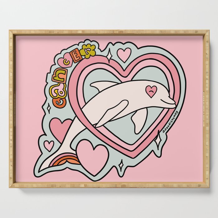 Cancer Zodiac Dolphin Serving Tray Gallery Image 1
