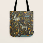 Zebras in Wild Fall Garden Tote Bag Gallery Image 1