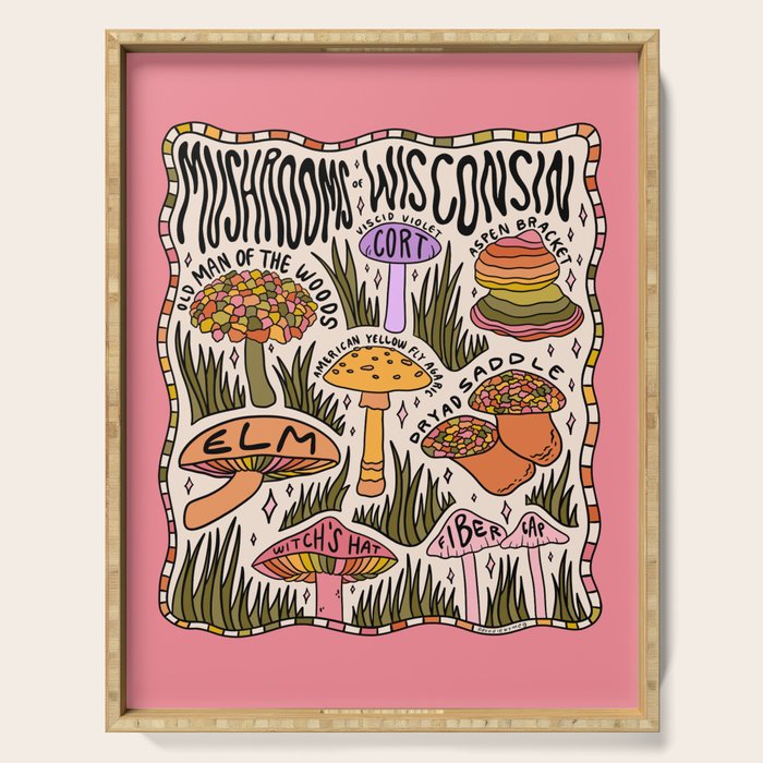 Mushrooms of Wisconsin Serving Tray Gallery Image 1
