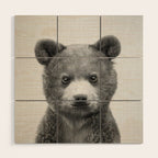 Baby Bear - Black & White Wood Wall Art Gallery Image 1