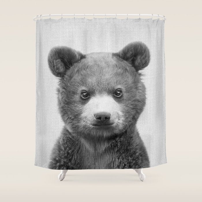 Baby Bear - Black & White Shower Curtain Gallery Image 1