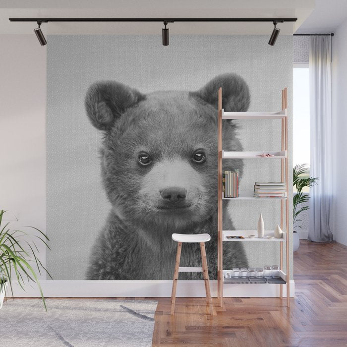 Baby Bear - Black & White Wall Mural Gallery Image 1