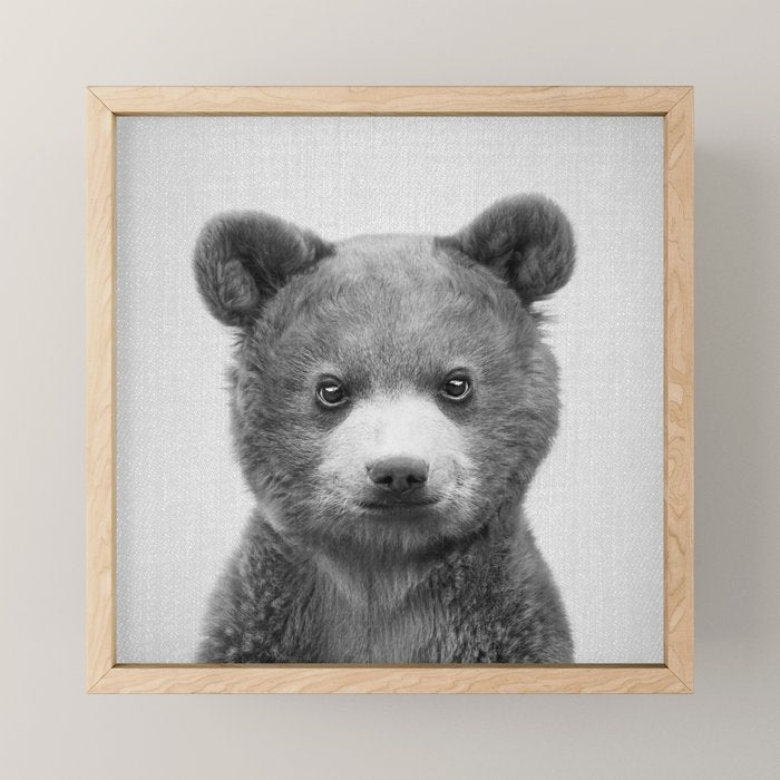 Baby Bear - Black & White Mini Art Print Gallery Image 1